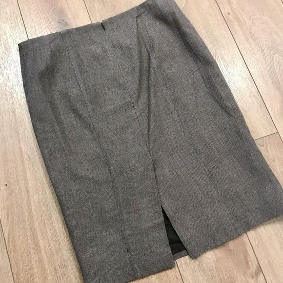 Vintage Wool-Blend Heather Brown Seamed Pencil Skirt - Size 4 - Picture 4 of 12